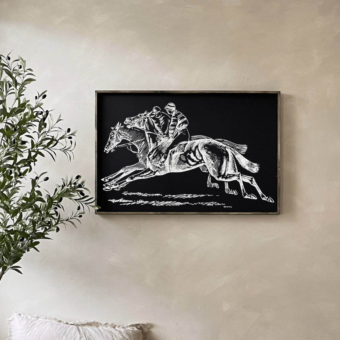 Racehorses Wood Sign - AURABAGS SHOP