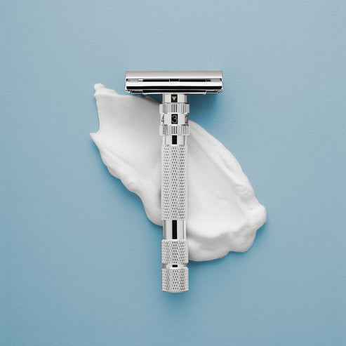 Rockwell T2 Adjustable Safety Razor - White Chrome (Twist-to-Open)