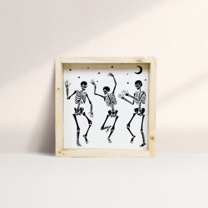 Dancing Skeletons Mini Wood Sign - AURABAGS SHOP