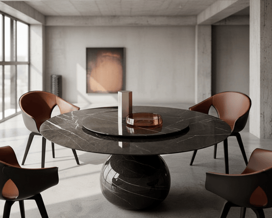 Solaris Round Marble Dining Table with lazy Susan