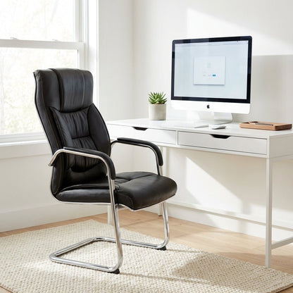 Trogir Black Leather Visitor Chair