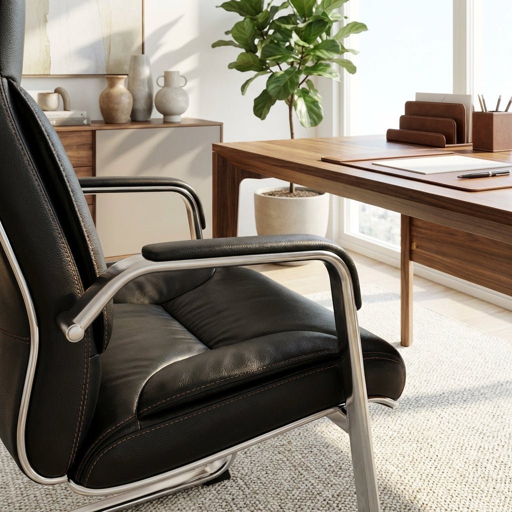 Trogir Black Leather Visitor Chair