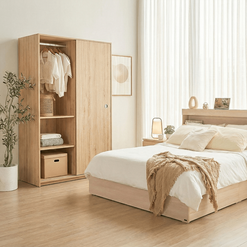 Vienna Bedroom Set: Storage Bed & Sliding Wardrobe Combo