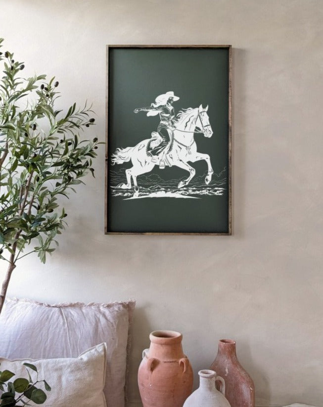 Vintage Cowgirl Wood Sign - AURABAGS SHOP