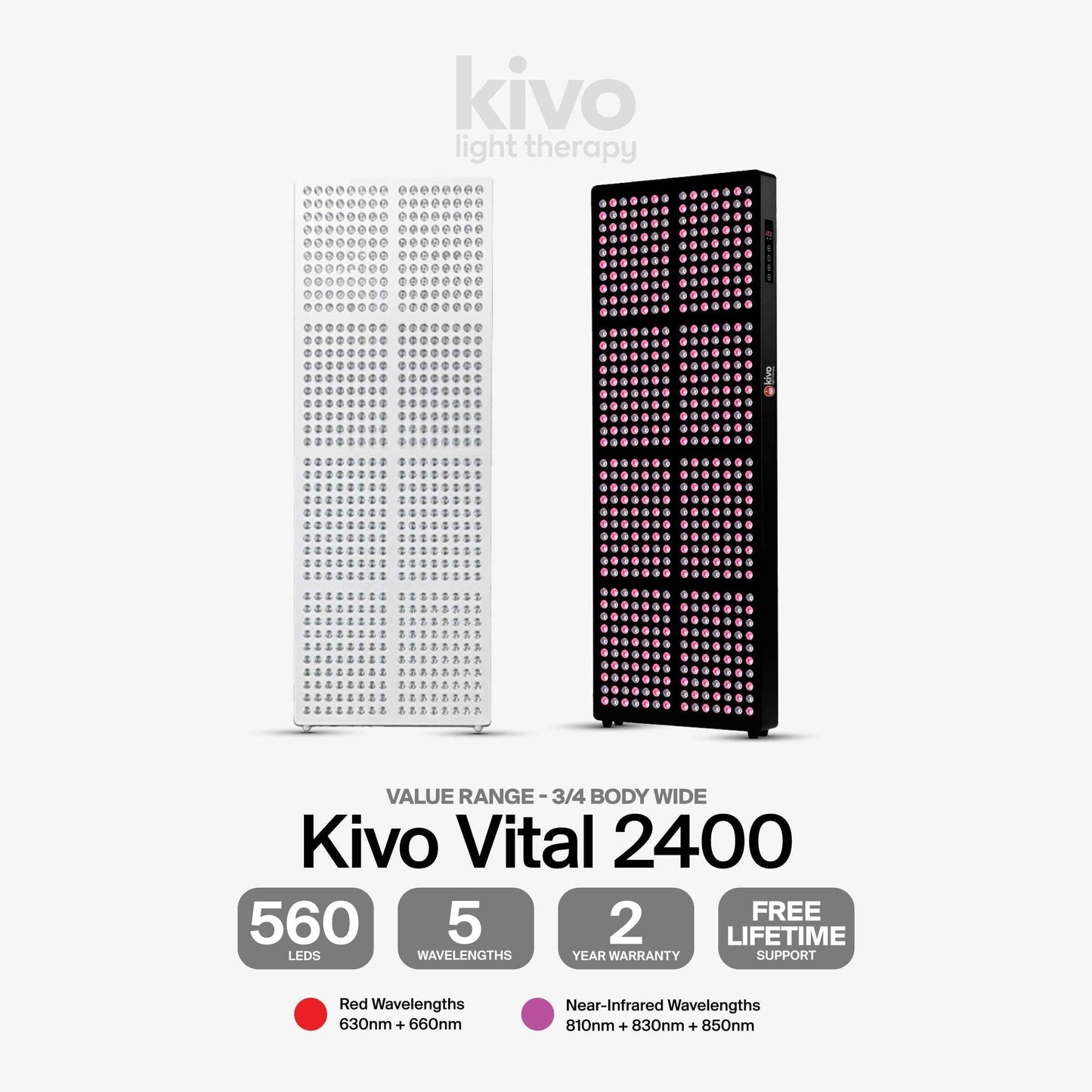 Kivo Vital 2400: Large Wide Body Red Light Therapy Panel